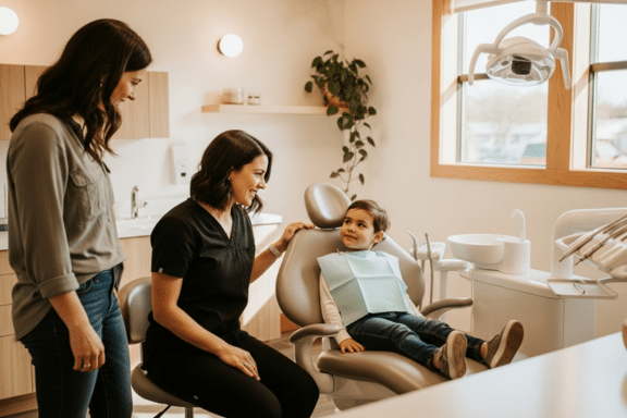 calgary dentist telling patient and parent that fluoride is safe
